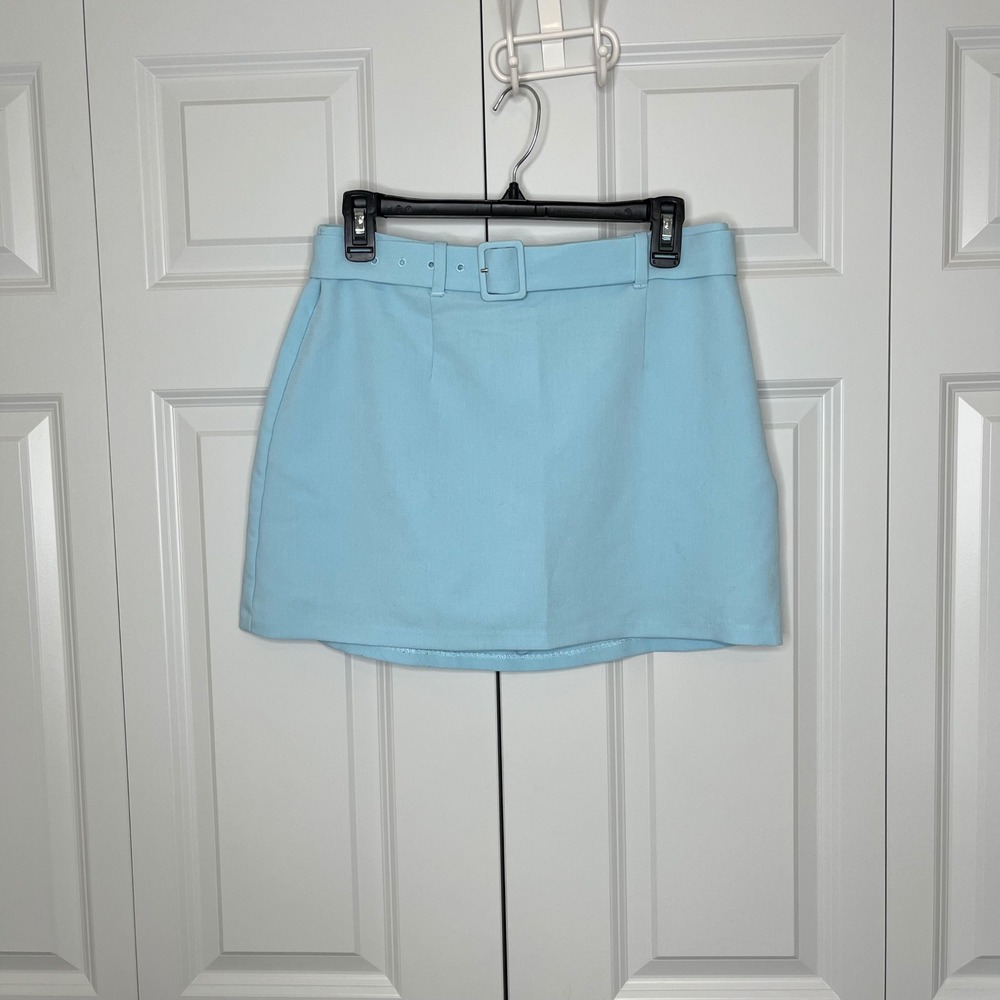 Abercrombie & Fitch Light Blue Skort Side Zip Mini Skirt Shorts Medium - Picture 3 of 11
